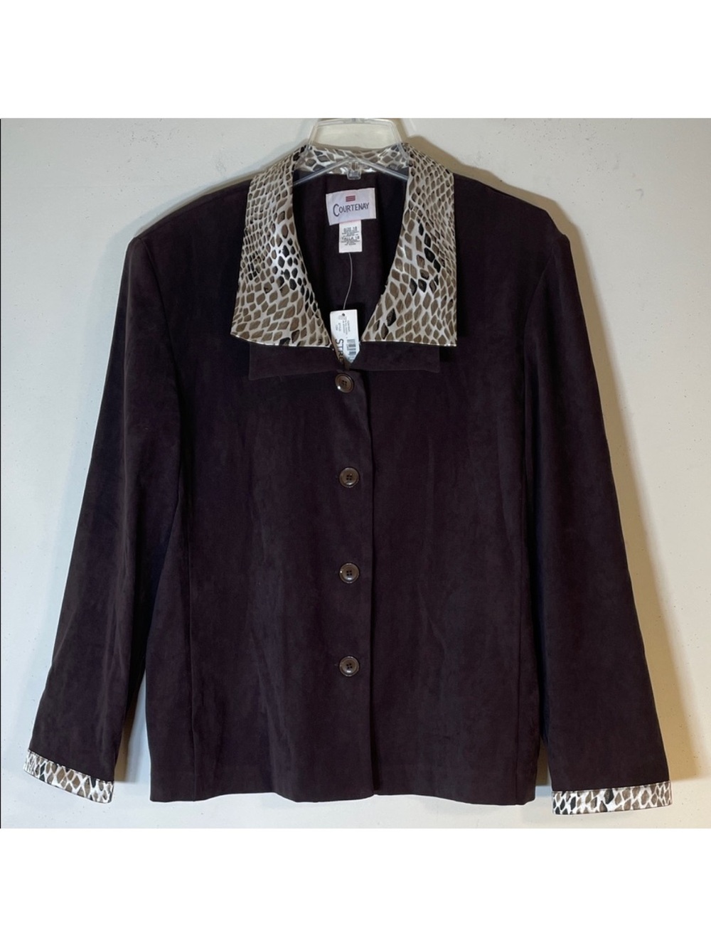 Courtenay Faux Suede Color Block Jacket with Patterned Trim. 18. NWT.